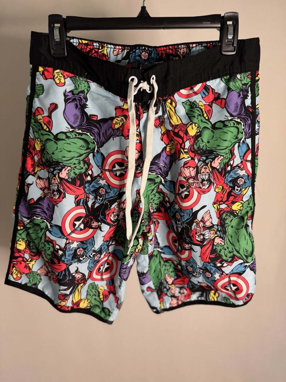 Marvel Comics Avengers All-Over Print Swim Trunks Size S